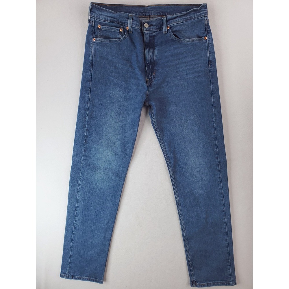 Levis 505 Jeans Mens 36x34 Blue Regular Straight Stretch Denim Pants Medium Wash